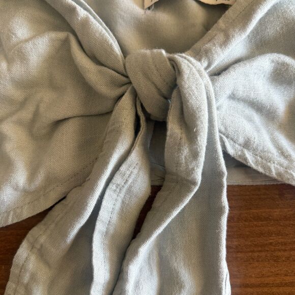 NWT Abercrombie & Fitch Green Linen Tie Front Crop Top Women's Small - Picture 8 of 16